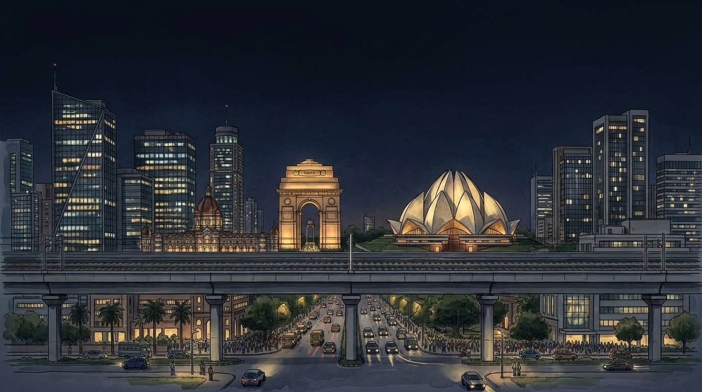 Delhi NCR Full-Width 5-City Metro Skyline